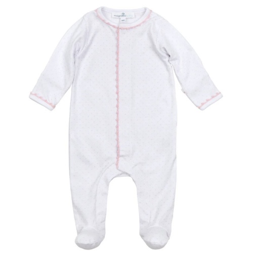 Magnolia Baby Girls White Little Love Footie - Pink Dots