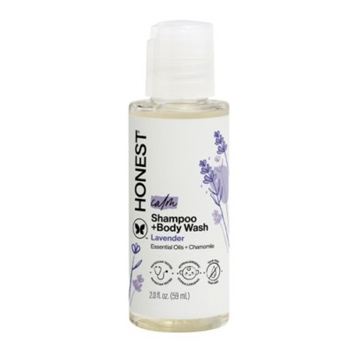 The Honest Company Calm Shampoo + Body Wash - Travel Size - Lavender- 2 fl oz: Dye-Free, Paraben-Free, Phthalate-Free, Artificial Fragrance-Free