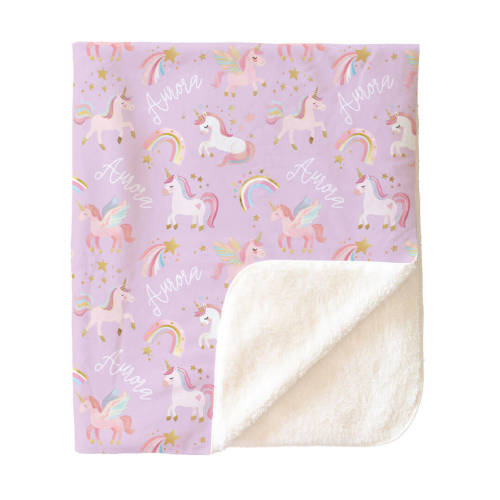 Personalized Sherpa Kids Blanket in Rainbow Magic | Caden Lane