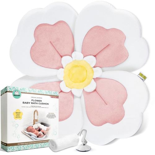 Baby Bath Cushion 5pc Set - Newborn & Infant Lotus Bath Flower Baby with Soft Cover - Travel Bathtub Insert Pad for Kitchen Sink, Shower & Tub - Flower Bathing Pillow with Patented Comfort & Support
