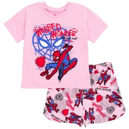 Marvel Spider-Man Toddler Girls' Short Sleeve Tee and Shorts Outfit Pink 4T