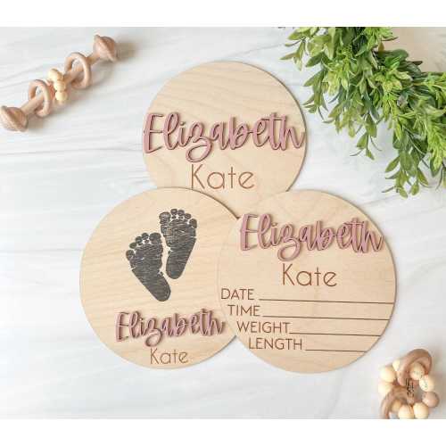 Baby Announcement Sign with Birth Stats | Footprint Sign For Newborn | Baby Name Reveal | Personalized Baby Name Sign