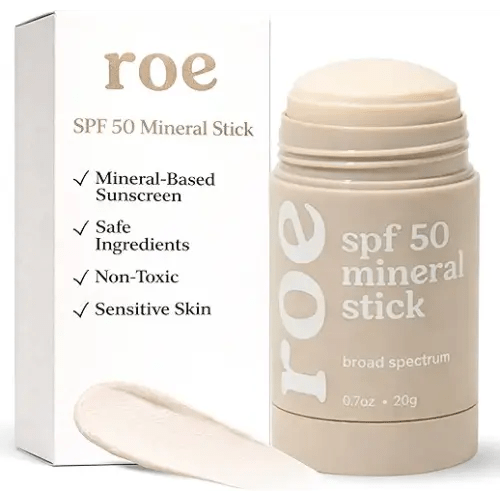 Roe Wellness- Mineral Sunscreen Stick SPF 50 Reef Safe Roll-On Clean Ingredients Zinc Oxide Sun Protection | Face & Body UVA & UVB | Great For Kids, Toddlers, Newborns & Adults