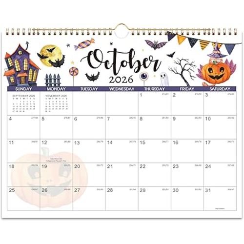 2026 Calendar - Wall Calendar 2026, January 2026 - December 2026 Wall Calendar, 14.8'' x 11.6'', with Julian Dates, Hanging Hole, Thick Paper