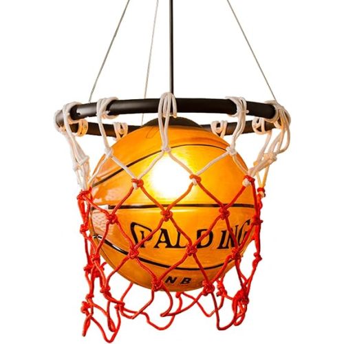 Industrial Vintage Acrylic Basketball Pendant Light with Basketball Hoop Loft Bar Ceiling Hanging Lamp Gym Children's Room Dining Room Decoration Chandelier