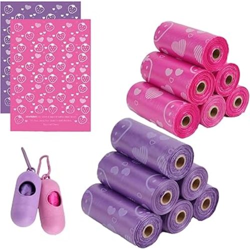 180 PCS Sanitary Napkin Disposal Bags with 2 Dispenser, Feminine Hygiene Disposal Bags for Privacy Protection, Trash Bag for Women Product Perfumed Sanitary Pads Tampon（Pink Purple）