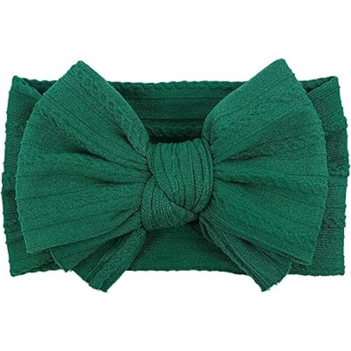 LemonSpace Handmade Baby Girls Headbands Bows Soft Stretchy Nylon Hair Bands Hair Accessories with Bows for Newborn Baby Girls Infant Toddlers Kids(Green)