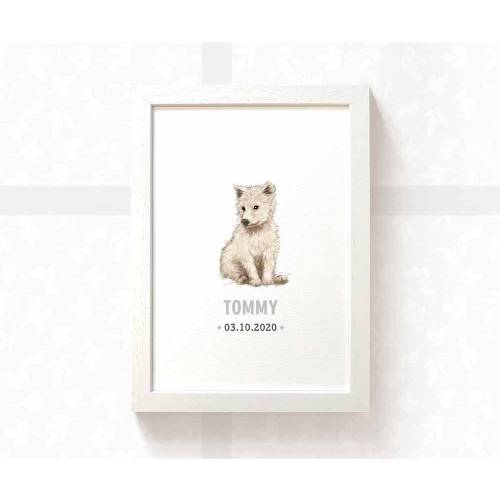 Personalised Wolf Baby Name Print: Woodland Nursery Wall Art