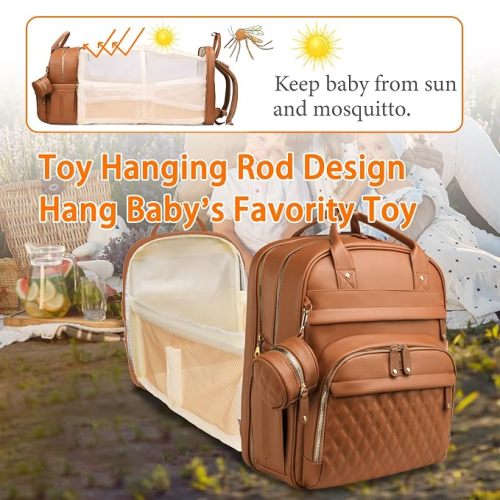 Astro alan Diaper Bag with Changing Station, Waterproof 3 in 1 Diaper Backpack with Foldable Changing Pad, Large Travel Backpack for Mom & Dad, Shower Gift for Baby Girl & Boy, Brown