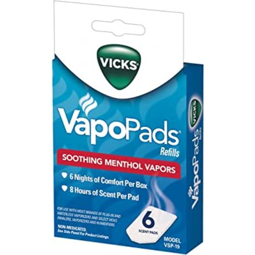 Vicks VapoPads– Soothing Menthol Vapor Pads for Vicks Humidifiers, Vaporizers, Waterless Vaporizers, and Plug-Ins, VSP-19, 6 Count (Pack of 1)