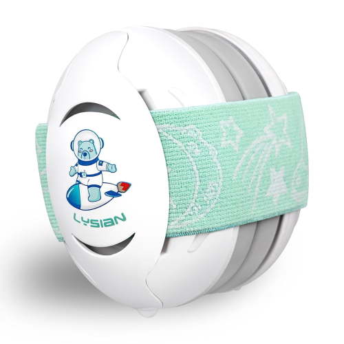 LYSIAN Baby Hearing Protection Earmuffs, 25dB Noise Reduction for Infants & Toddlers 3-36 Months, Adjustable Noise Blocking Ear Muffs for Travel, Sleep, Fireworks & Festivals, White