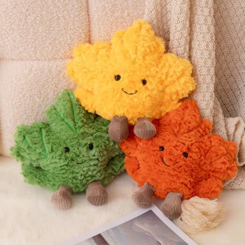 UNWAAT 3 Pcs Thanksgiving Fall Throw Pillows 3D Maple Leaf Pillow Fall Autumn Pillow for Bed Sofa Car Floor Couch Living Room Bedroom Decor