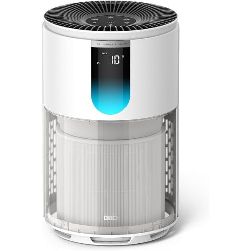 DREO Air Purifier for Home, Up to 1176 ft², HEPA Sleep Mode, Air Purifiers for Large Room & Bedroom, Pets, Smoke, Dust, Pollen & Odors, PM2.5 Monitor, Auto & Turbo Mode, 4 Speeds, DR-HAP009 (Dreo 539)