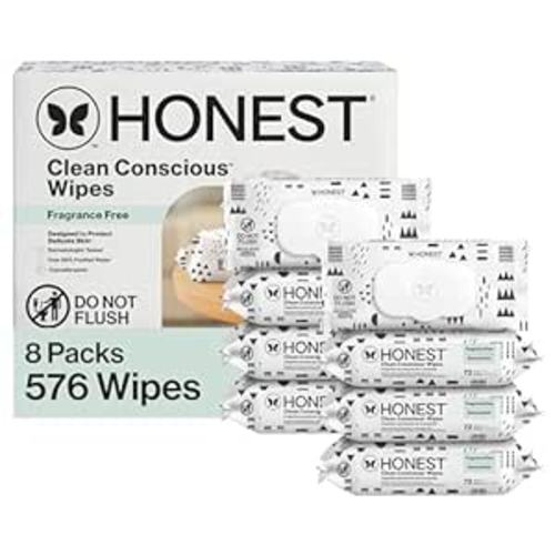 The Honest Company Hypoallergenic Multi-Use Baby Wipes for Sensitive Skin Baby Pattern Play 576 Count