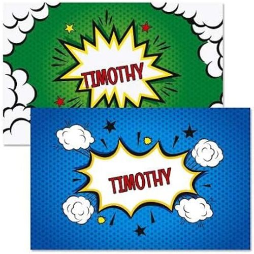 Personalized Kids' Super Hero Placemat - 11 by 17 Inch, 2-Sided, Easy Clean Laminated Vinyl Place Mat