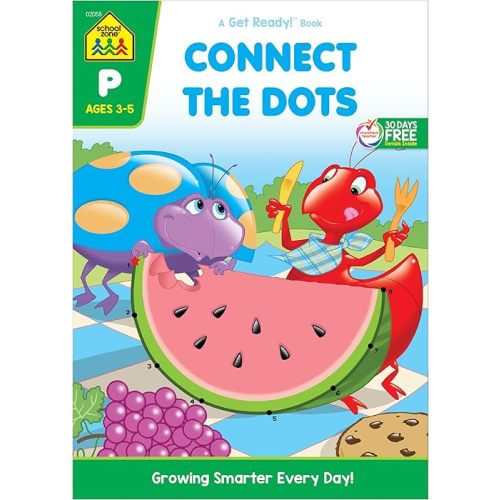 School Zone Connect the Dots Workbook: 32 Pages, Preschool, Kindergarten, Dot-to-Dots, Counting, Number Puzzles, Numbers 1-10, Coloring, Ages 3 to 5 (Get Ready! Book Series) Paperback – January 1, 2015