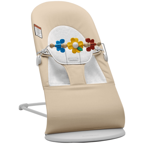 BabyBjorn Bouncy Baby Activity Seat, Beige/Gray, Infant Age, Balance Soft Bouncer w/ Flying Friends Bundle