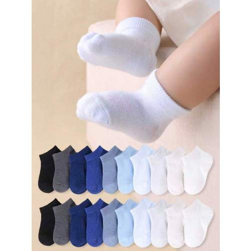 10 Pairs Soft Solid Color Baby Ankle Socks