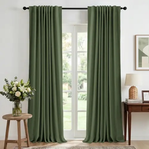 Graciella Green Blackout Curtains, 50x84 inches, Set of 2