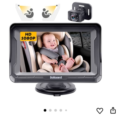 DoHonest Baby Car Camera HD 1080P - Rear-Facing Car Baby Monitor with Night Vision, Adjustable View Angle, Easy Setup, Anti-Glare Display, Safety for Kids & Infants