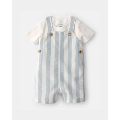 Baby Boy 2-Piece Stripe Romper Set - Blue/Ivory | Carter’s Oshkosh Canada