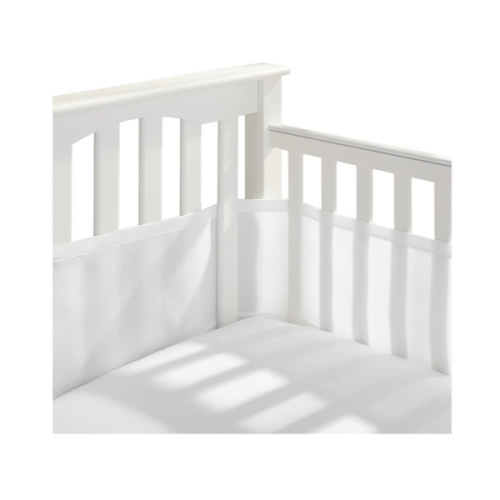 BreathableBaby Breathable Mesh Liner for Full-Size Cribs, Classic 3mm Mesh, White (Size 4FS Covers 3 or 4 Sides)