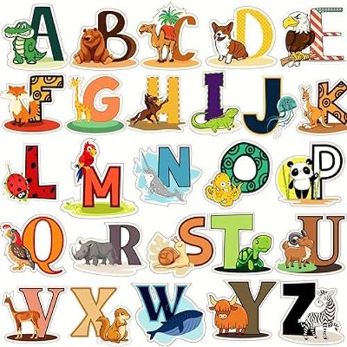 DEKOSH Autocollants muraux alphabet colorés ABC pour la maternelle, la salle de jeux et la chambre de bébé