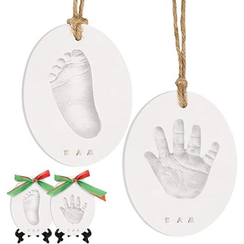 Baby Hand and Footprint Kit Girls, Boys - Personalized Baby Footprint Ornament Kit, Newborn Keepsake Gifts for New Mom, Easy to Use Handprint Makers, Cute Shower Gifts (Multi-Colored)