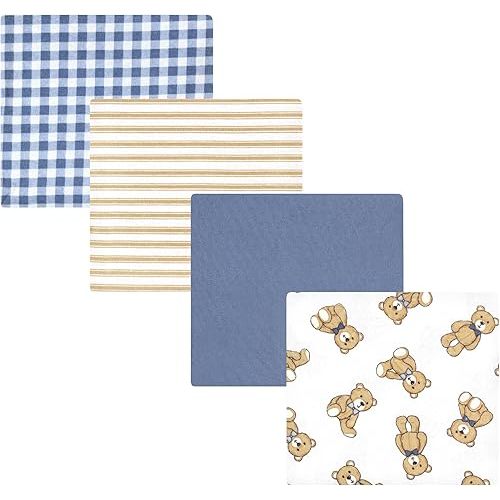 Hudson Baby Unisex Baby Cotton Flannel Receiving Blankets, Gentleman Bear, One Size