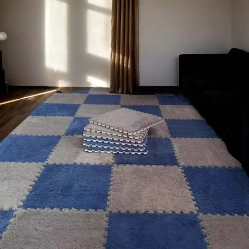 10Pcs Baby Playmat Soft and Fluffy Interlocking Floor Tiles Machine Washable Suitable for Family Playroom Bedroom Home Decor Rug