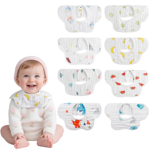 wiland 8-Pack 360° Rotate Organic Cotton Baby Bibs
