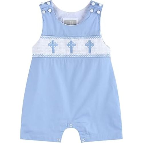 Lil cactus Boys Baby and Toddler Easter Applique Shortalls