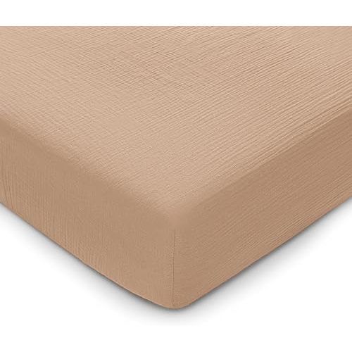 Comfy Cubs 100% Muslin Cotton Fitted Crib Sheet - Soft, Standard & Breathable Crib Sheets for Toddler Mattress - Snug Fit, Secure Elastic with Beautiful Packaging for Boys & Girls - Cedar