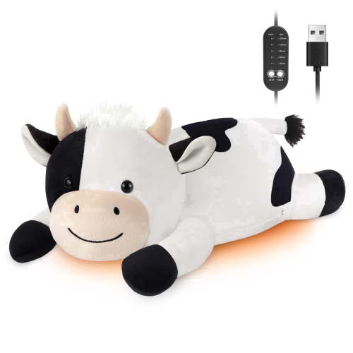 Cow Heating Pad for Period Cramps Menstrual Pain Relief, Portable Electric Heat Pads USB Powered, Cute Stuff Cow Plush Heated Stuffed Animals Gift, Gifts for Women Teen Girls Birthday Christmas