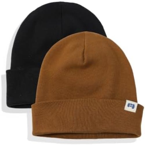 Kids 2 Pack 100% Cotton Beanie Hats for Winter Knit