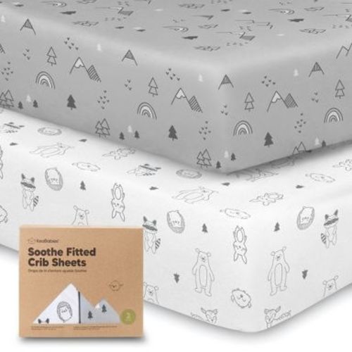 KeaBabies 2pk Soothe Fitted Crib Sheets Neutral, Organic Baby Crib Sheets, Fits 52x28 Standard Nursery Baby Mattress (Woodland)