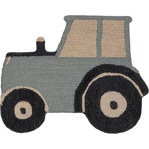 Crane Baby Tractor Nursery Accent Rugs, Handmade with 100% Wool, Baby Room Rug for Boys and Girls, Rustic Farm Nursery Decor, Toddler Rug, Baby Boy Decor, Tractor Rugs