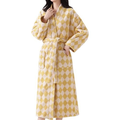 Women's Striped Plush Robe Long Soft Fluffy Bathrobe | Cozy Thick Loungewear, Fuzzy Robe, Color Block