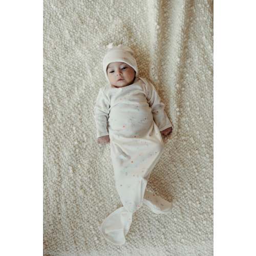 Knotted Gown & Beanie Set - Shadow Floral