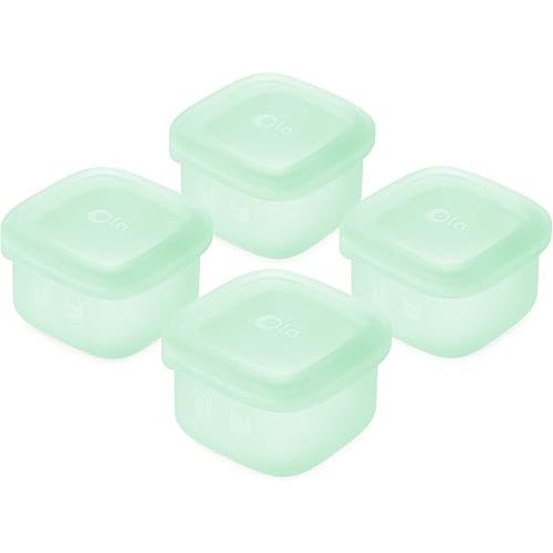 Olababy Clear Sense Silicone Storage Containers 4pk for Baby Food, Snacks, Formula, Puree, Sauce & More | Micro Plastic & BPA-Free | Daycare Essentials for Toddlers and Kids (Mint, 2 oz / 60 ml)