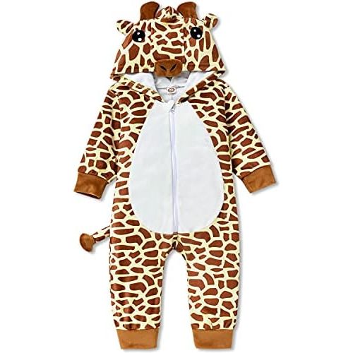 Aalizzwell Baby Animal Romper, Infant Boys Girls Hooded Romper Fall Winter Clothes Outfit