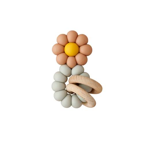 Rattle Teether - Chamomile | Dusty Coral
