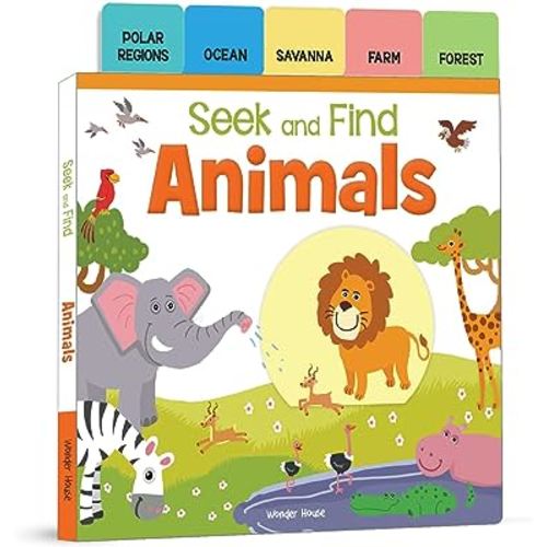 Seek And Find - Animals : Early Learning Board Books With Tabs