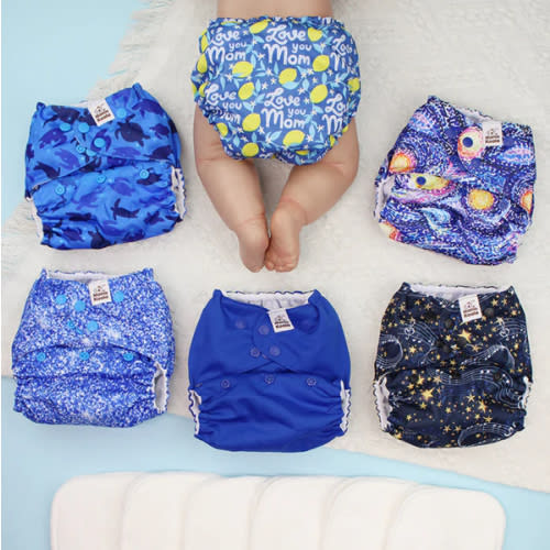 POCKET DIAPER 3.0 WITH INSERTS - 6 PACK(A-Dreamy Sky)