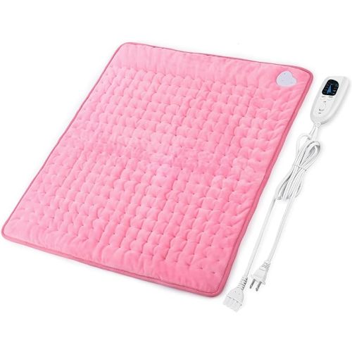 Heating Pad Electric Heat Pad, Hot Heated Pad,Multiple Temp and Timer Settings,Suitable for Shoulders, Neck, arms, Abdomen, Back, Legs, etc (Light Pink, 24"X20")