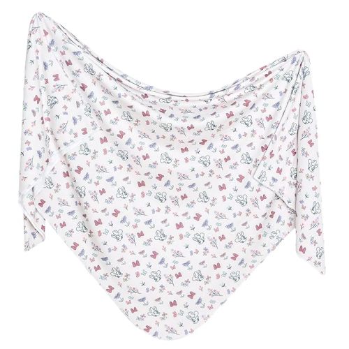 Copper Pearl Large Premium Knit Baby Swaddle Receiving Blanket Minnie Mouse's Bowquet