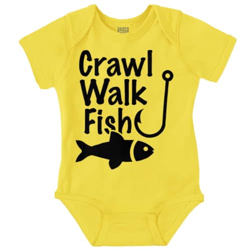 Brisco Brands Crawl Walk Fish Hook Outdoor Lover Baby Romper Boys or Girls
