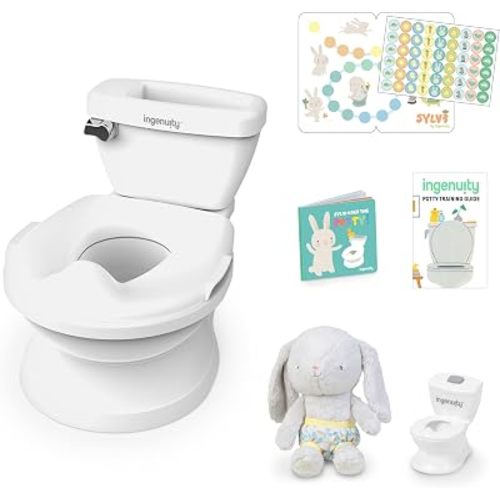 Ingenuity My Size Potty Training Toilet Kit with Sylvi Potty Training Book, Makes Learning Fun with Sticker Chart, Plush Toy, Mini Toy Potty, Full-Sized Toddler Toilet with Removable Potty Seat