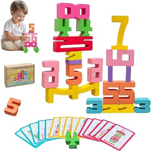 20Pcs Wooden Number Building Blocks,Montessori Number Blocks Math Learning Digital Building Blocks Digital Educational Counting Learning Toys for Parent-Child Interaction Skills Stocking Stuffers