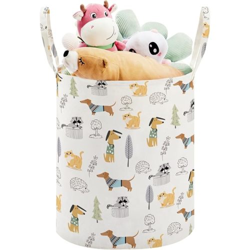 Baby Laundry Basket Nursery Hamper with Long Handles, Cartoon Animal